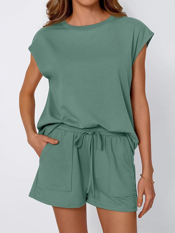Loose T-Shirt + Drawstring  Short- Set