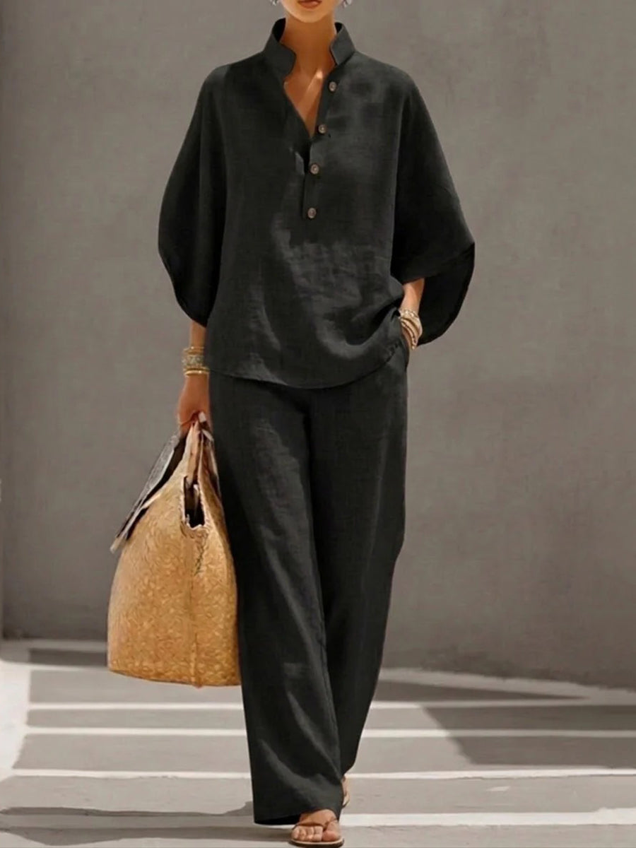 Blouses+ High Waisted  Pants Set