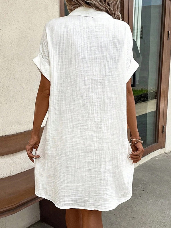 Loose Buttoned Mini Dresses