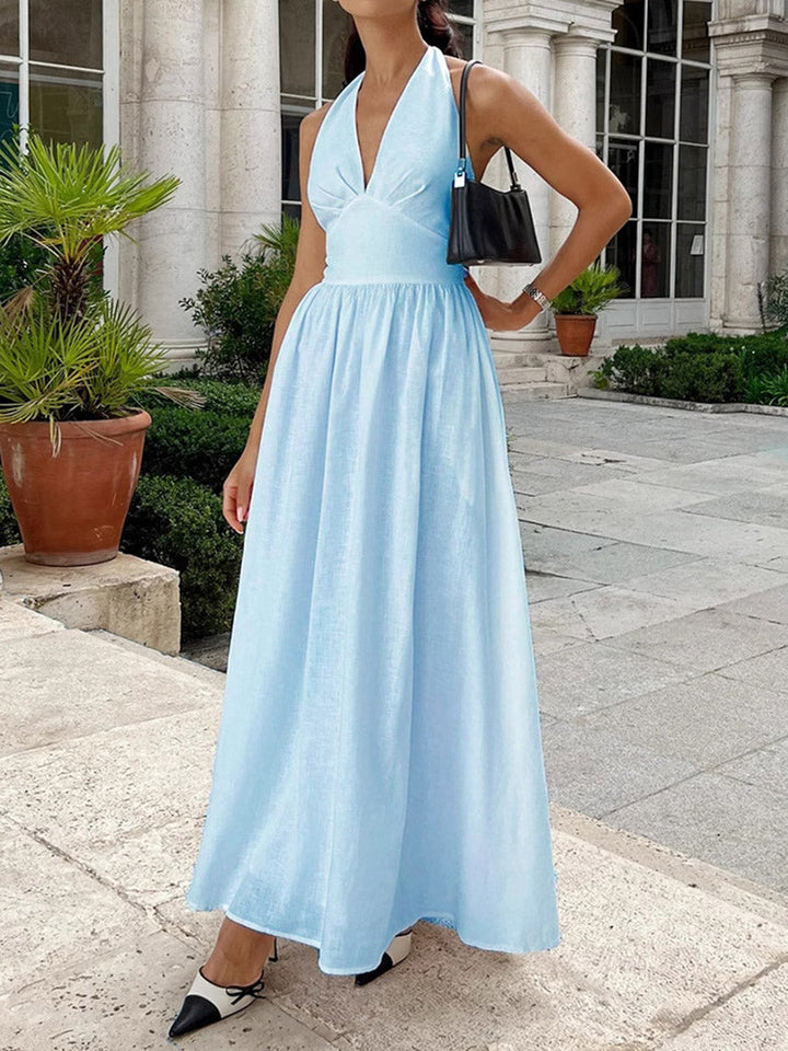 High Waisted Backless Midi Dresses