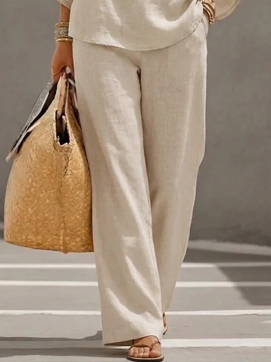 Blouses+ High Waisted  Pants Set