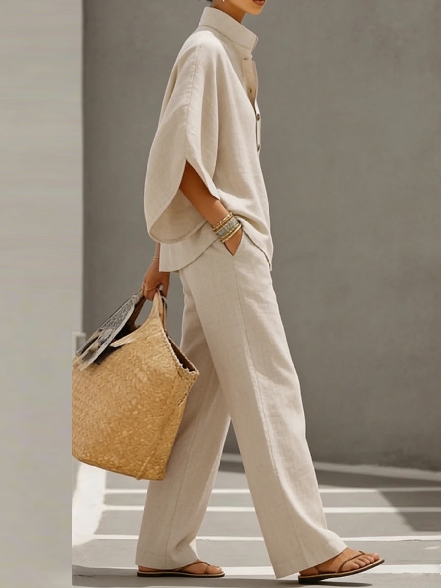 Blouses+ High Waisted  Pants Set