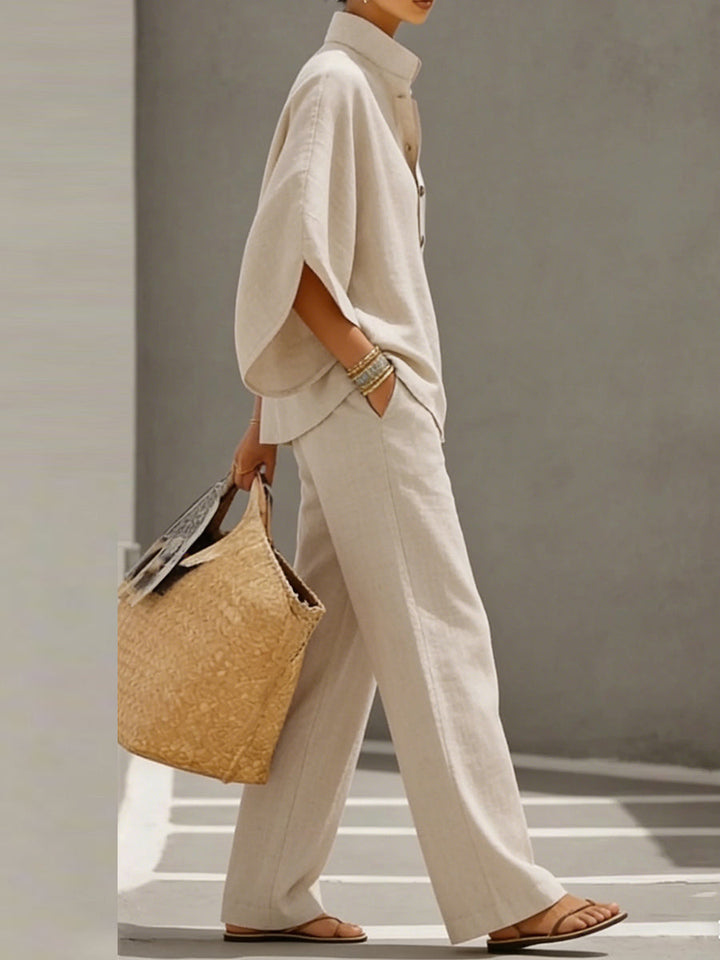 Blouses+ High Waisted  Pants Set