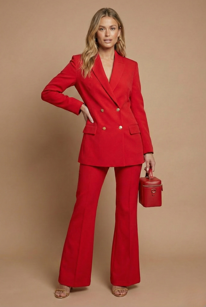 Double-Breasted Blazer - Flared Trousers Set