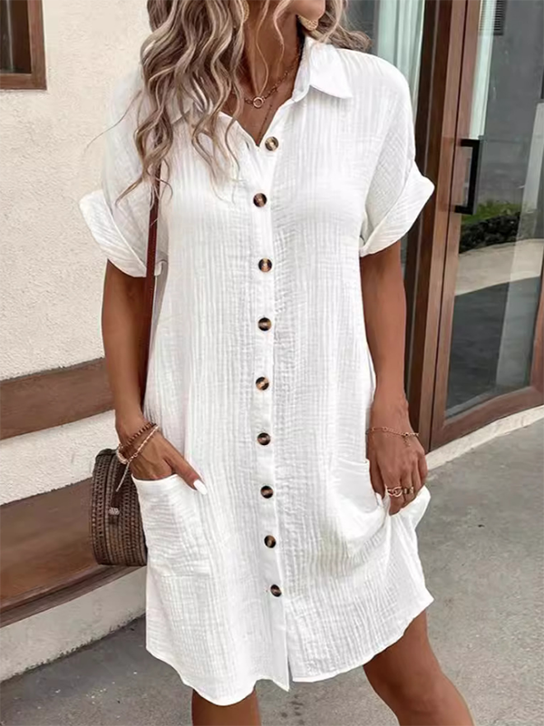 Loose Buttoned Mini Dresses