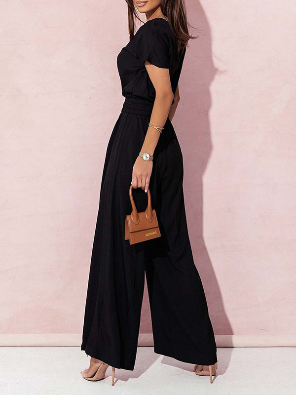 High Waisted  Belted  Jumpsuit