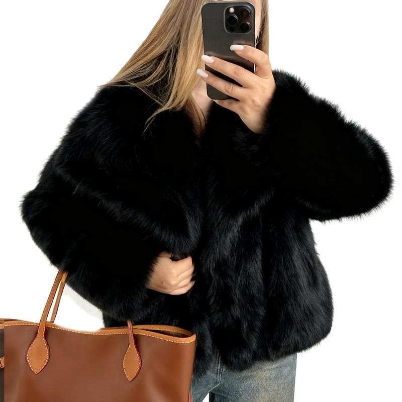 Cropped Faux Fur Coat for Fall & Winter