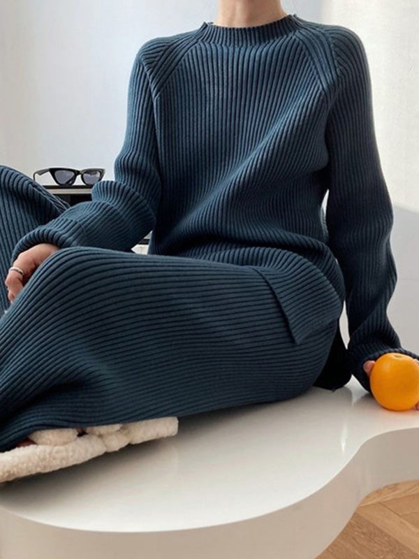 Loose Sweater& Wide Leg Pants -Set