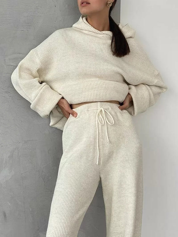 Hooded Sweater + Drawstring Pants Set