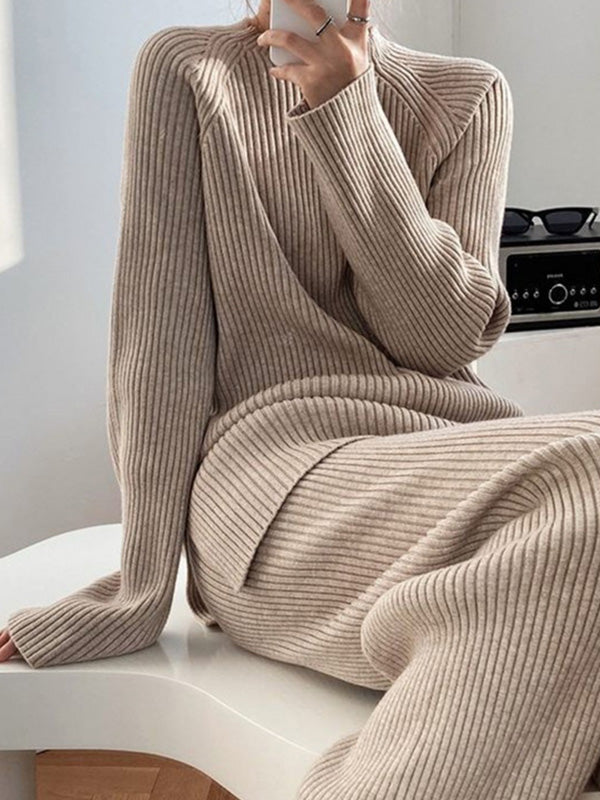 Loose Sweater& Wide Leg Pants -Set