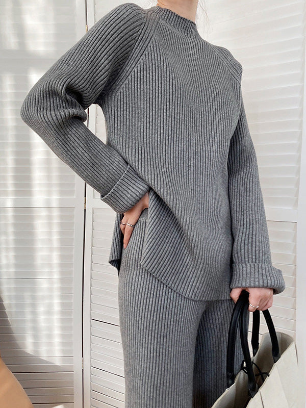 Loose Sweater& Wide Leg Pants -Set
