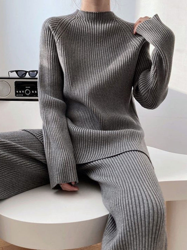 Loose Sweater& Wide Leg Pants -Set