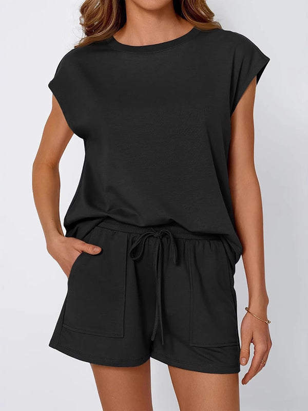 Loose T-Shirt + Drawstring  Short- Set