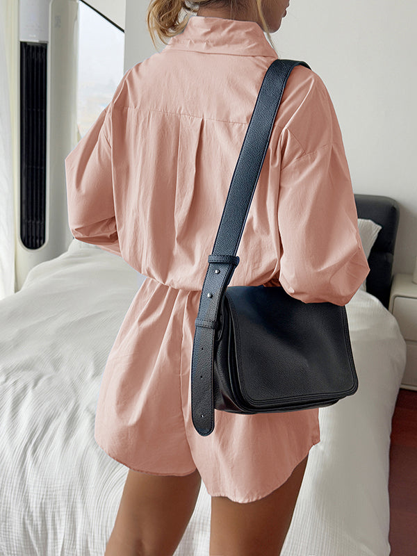 Long Sleeves Buttoned  Romper