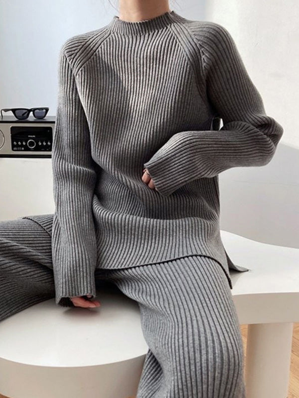 Loose Sweater& Wide Leg Pants -Set