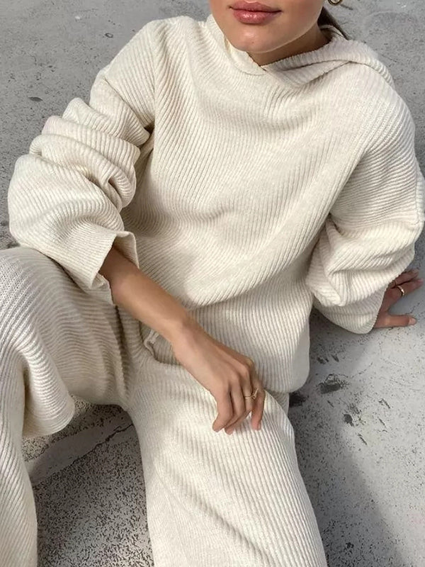 Hooded Sweater + Drawstring Pants Set