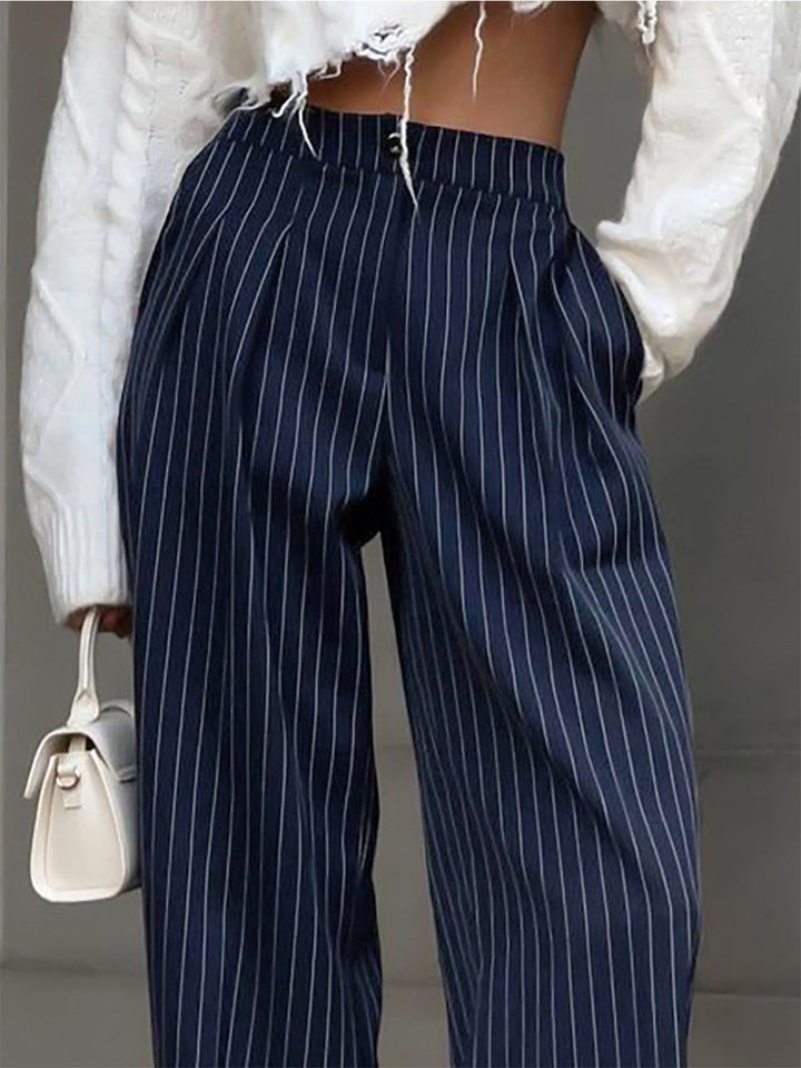Wide Leg Trousers -  Navy Blue