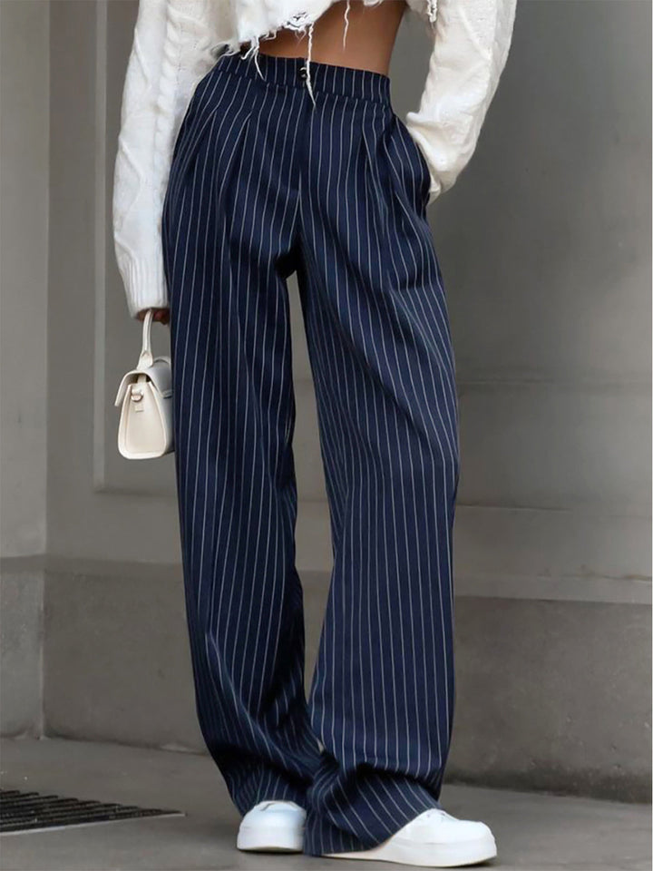 Wide Leg Trousers -  Navy Blue