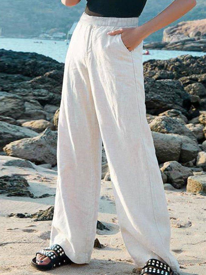 Linen Pants - Wide Leg High Waist