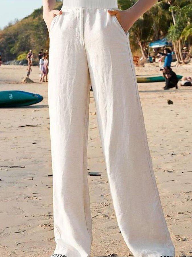 Linen Pants - Wide Leg High Waist