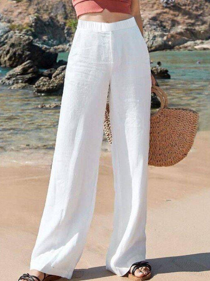 Linen Pants - Wide Leg High Waist