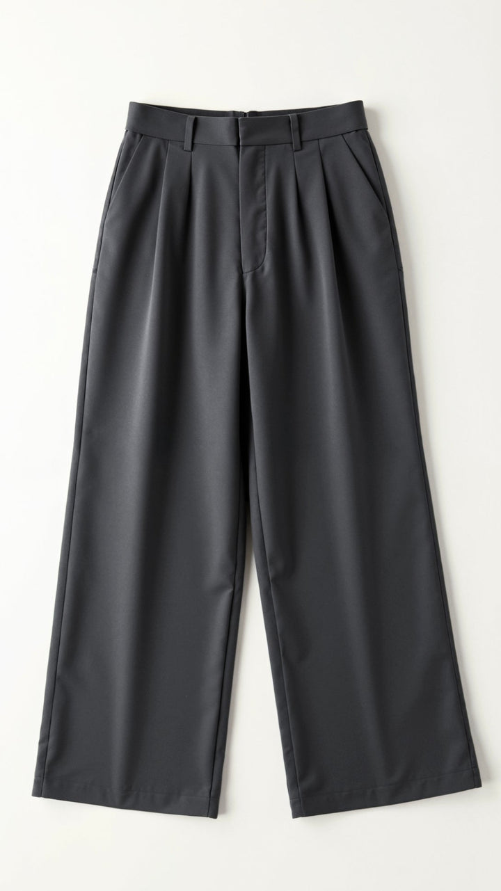 Wide-Leg Trousers – High Waisted, Pleated Front