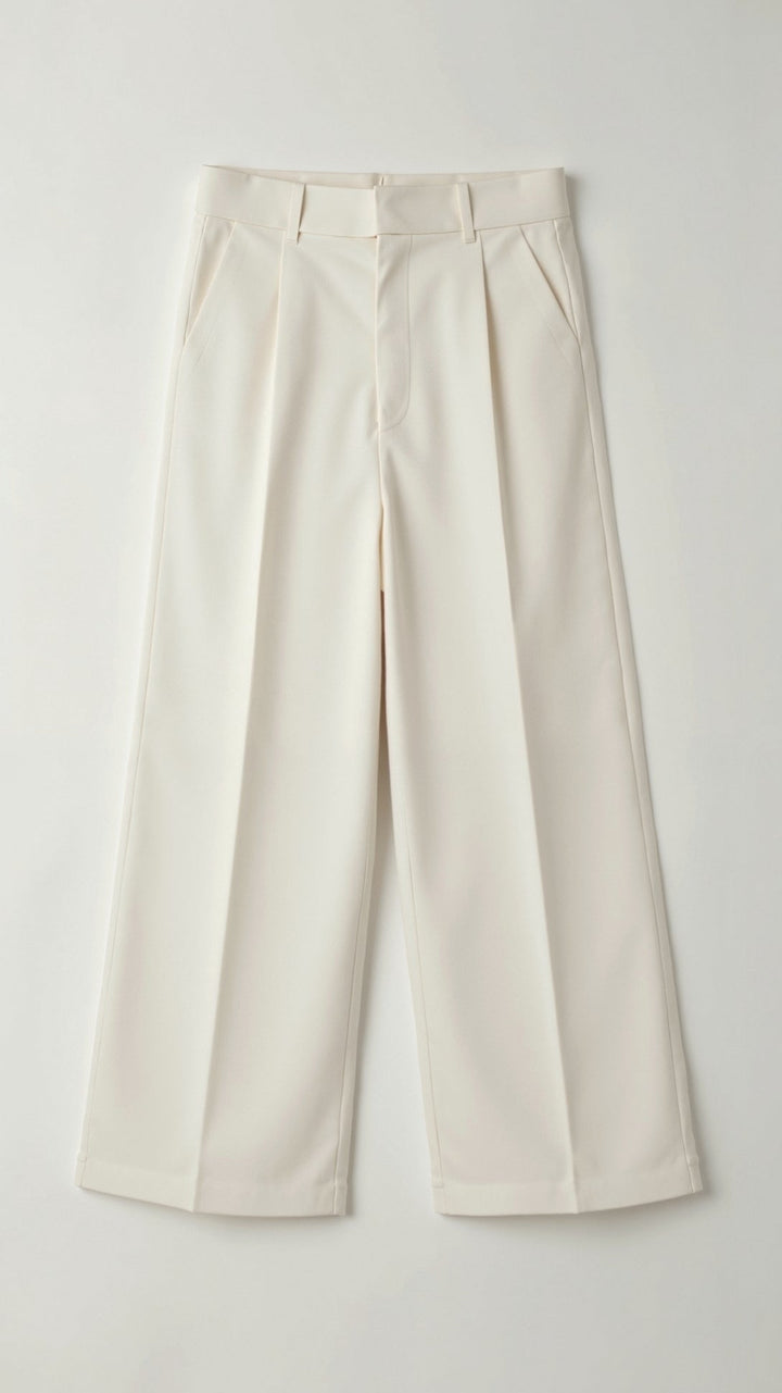 Wide-Leg Trousers – High Waisted, Pleated Front