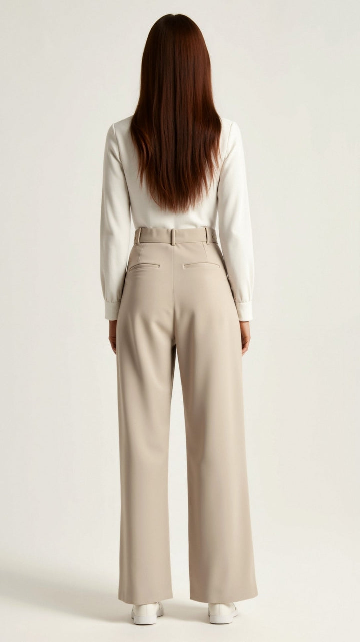 Wide-Leg Trousers – High Waisted, Pleated Front
