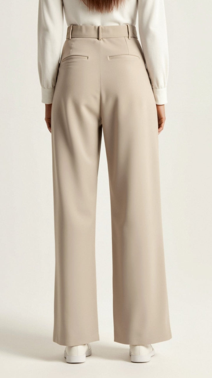 Wide-Leg Trousers – High Waisted, Pleated Front