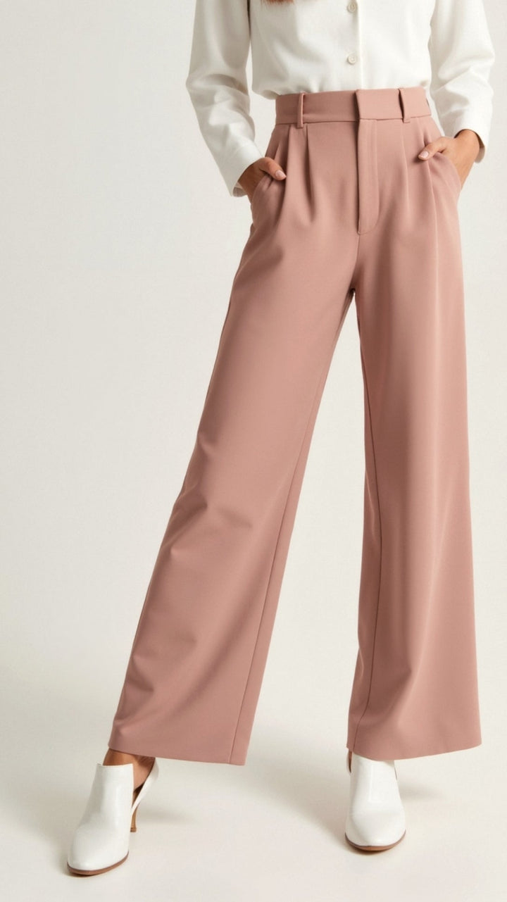 Wide-Leg Trousers – High Waisted, Pleated Front