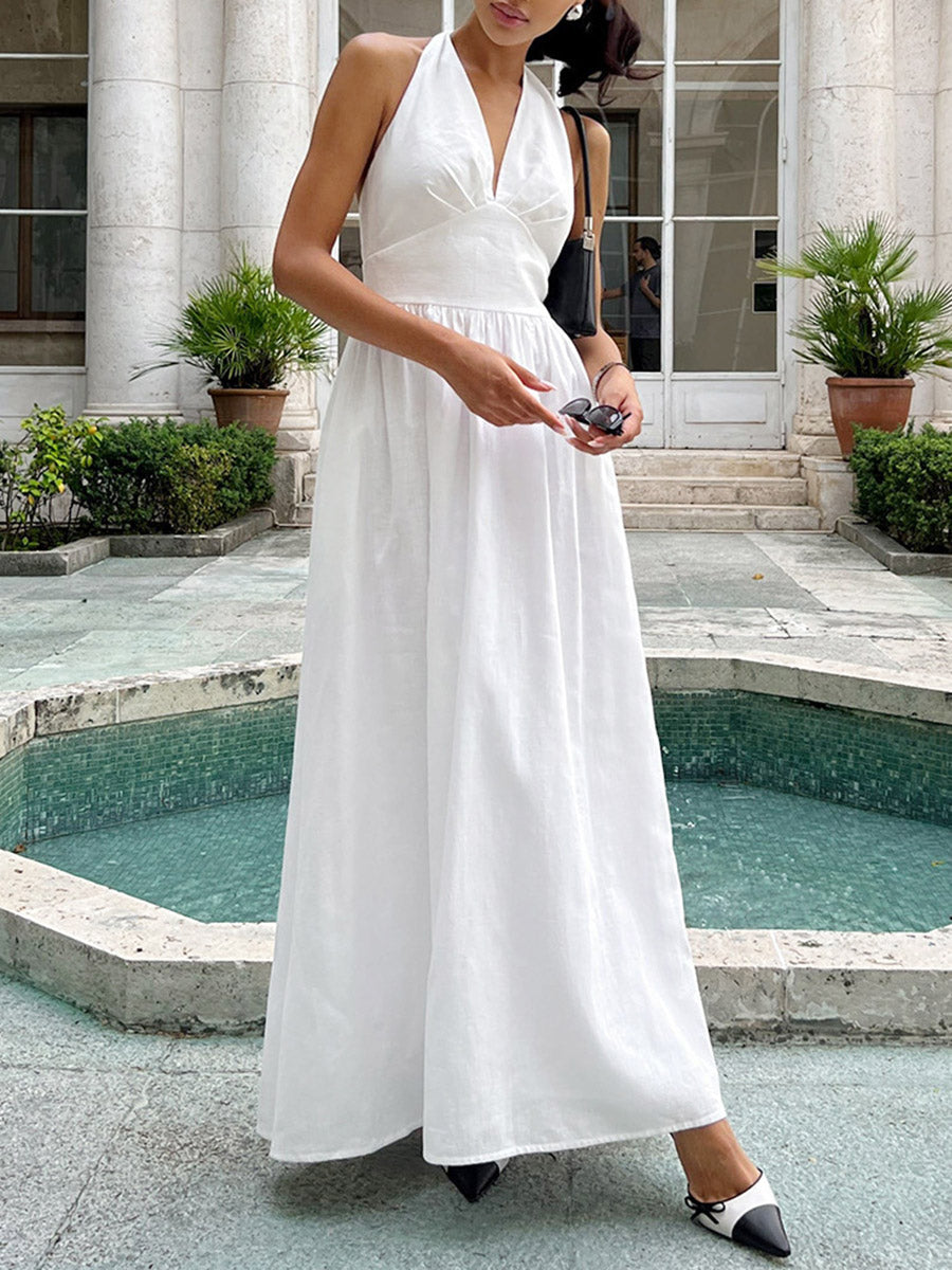 High Waisted Backless Midi Dresses