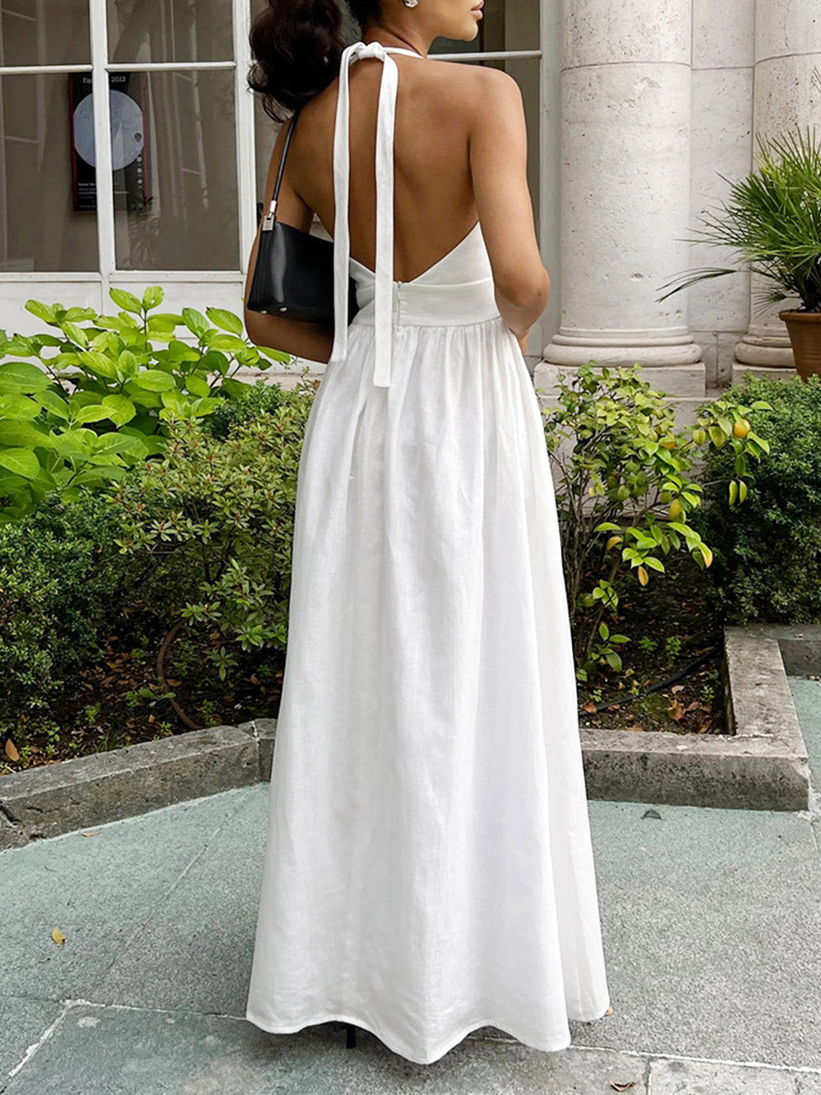 High Waisted Backless Midi Dresses