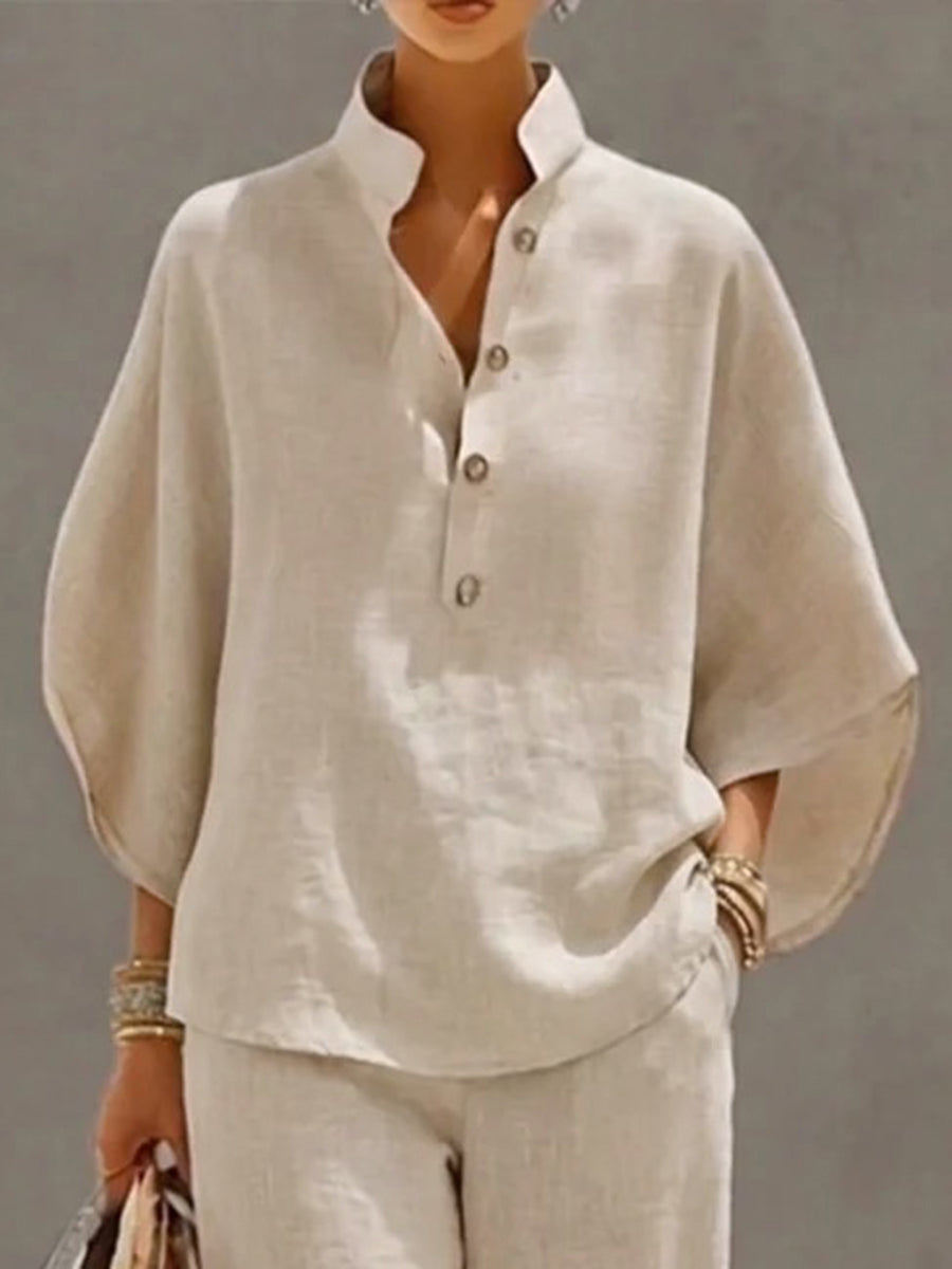 Blouses+ High Waisted  Pants Set