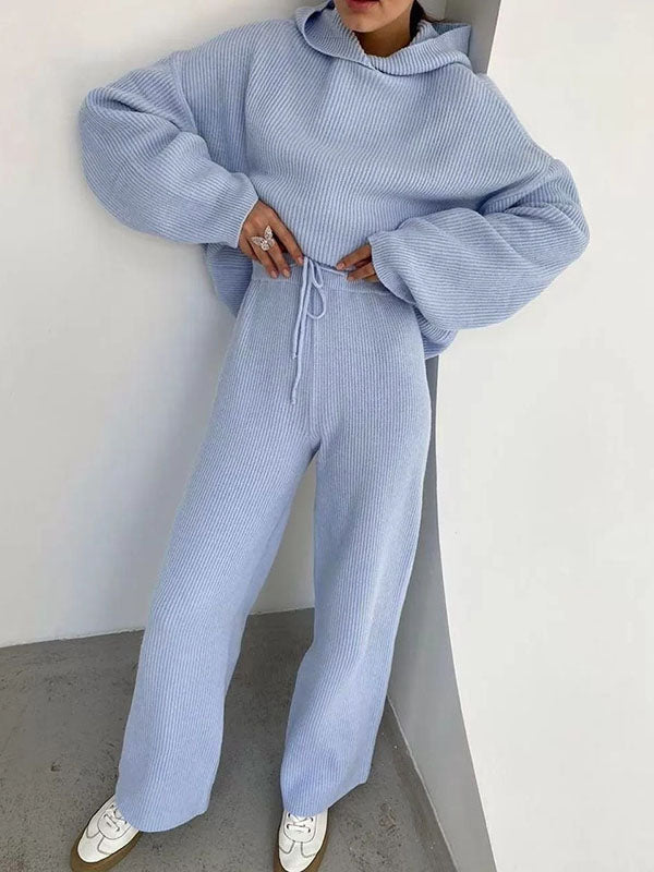 Hooded Sweater + Drawstring Pants Set