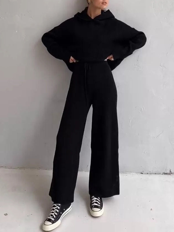 Hooded Sweater + Drawstring Pants Set