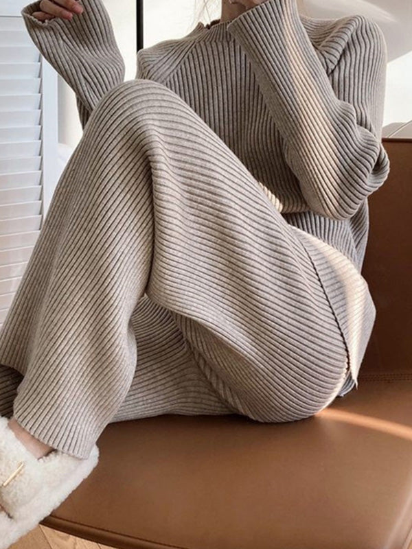 Loose Sweater& Wide Leg Pants -Set