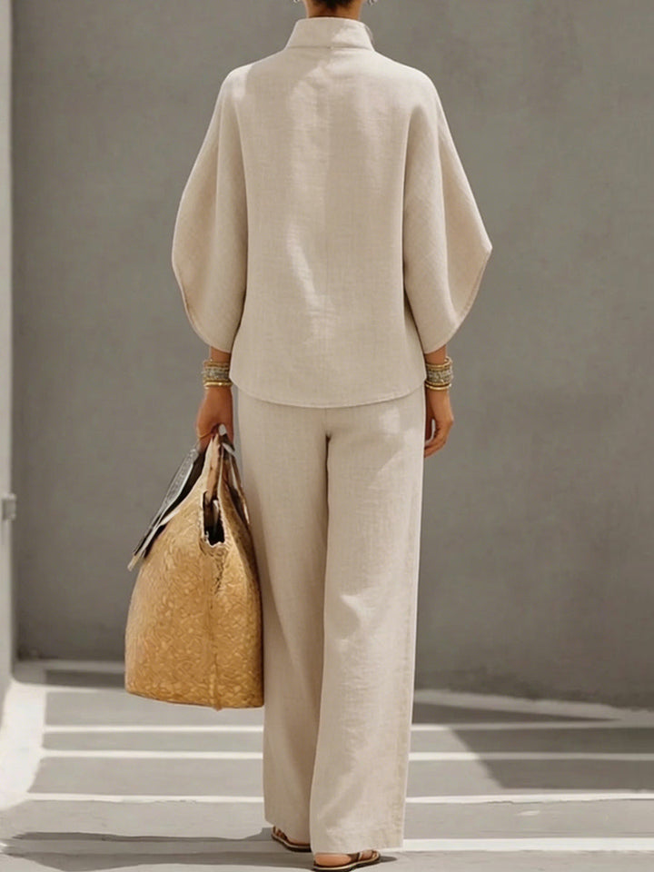 Blouses+ High Waisted  Pants Set