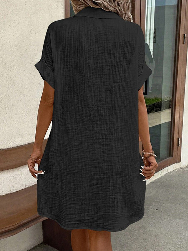 Loose Buttoned Mini Dresses