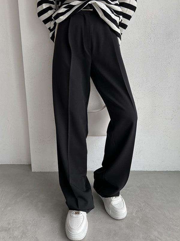 High Waisted Loose  Suit Trousers
