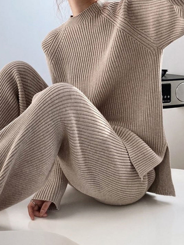 Loose Sweater& Wide Leg Pants -Set