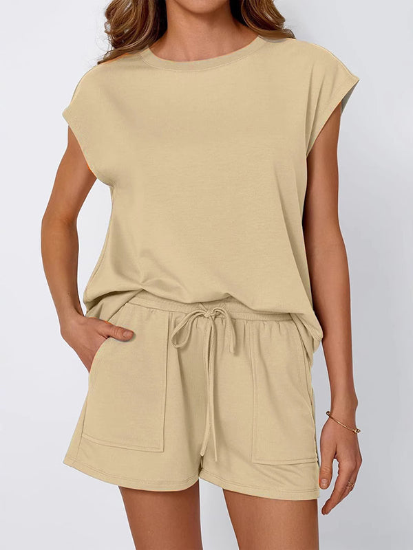 Loose T-Shirt + Drawstring  Short- Set