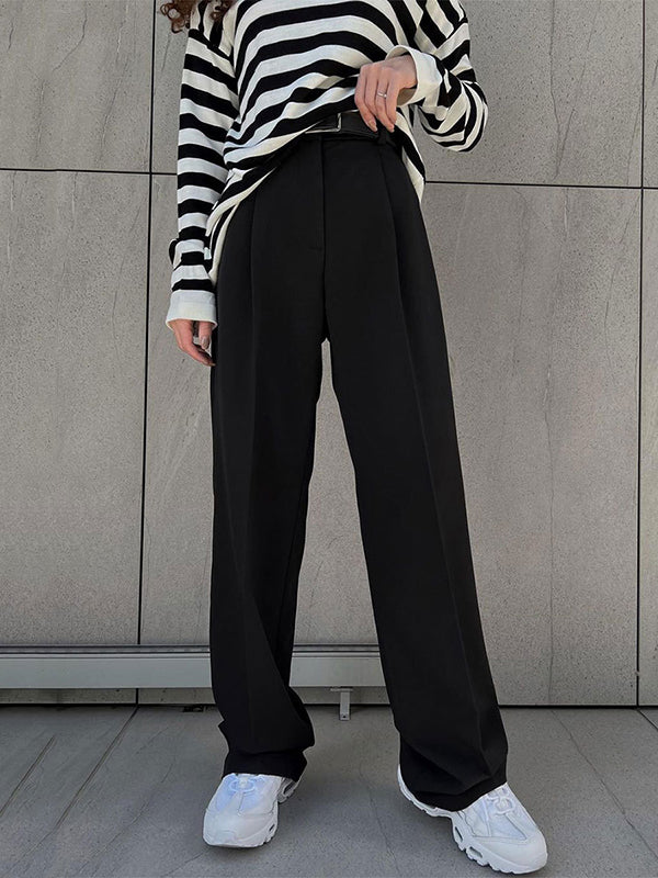 High Waisted Loose  Suit Trousers