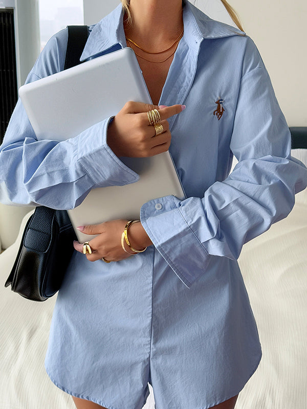 Long Sleeves Buttoned  Romper