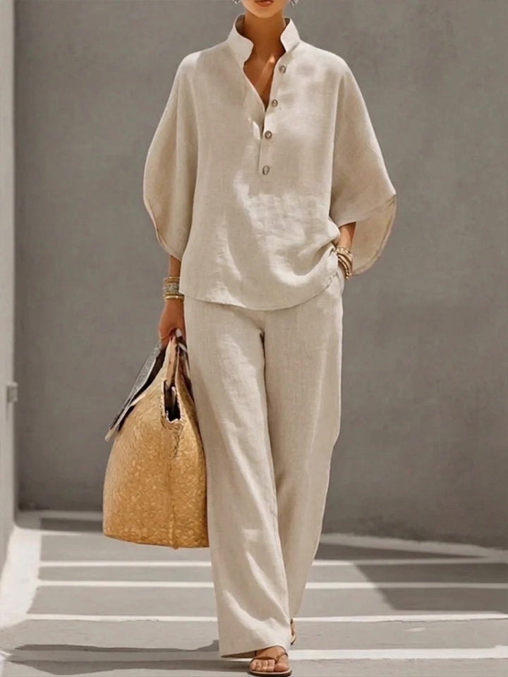 Blouses+ High Waisted  Pants Set