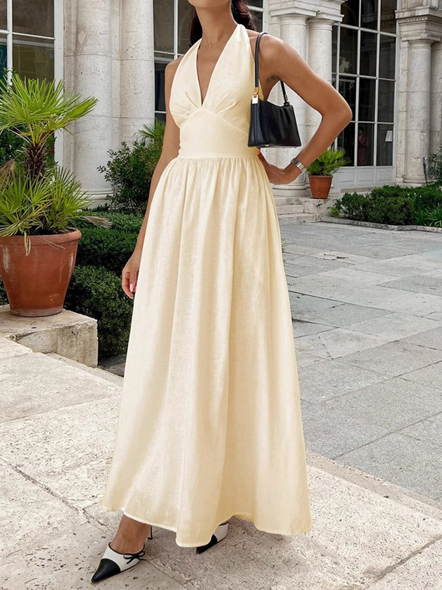 High Waisted Backless Midi Dresses