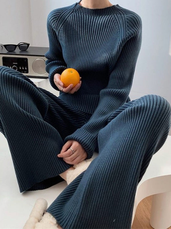 Loose Sweater& Wide Leg Pants -Set