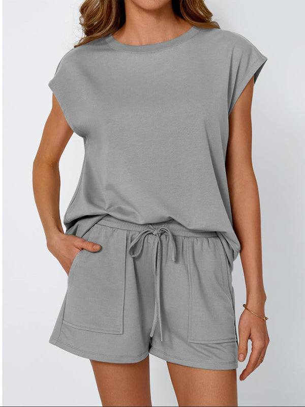 Loose T-Shirt + Drawstring  Short- Set