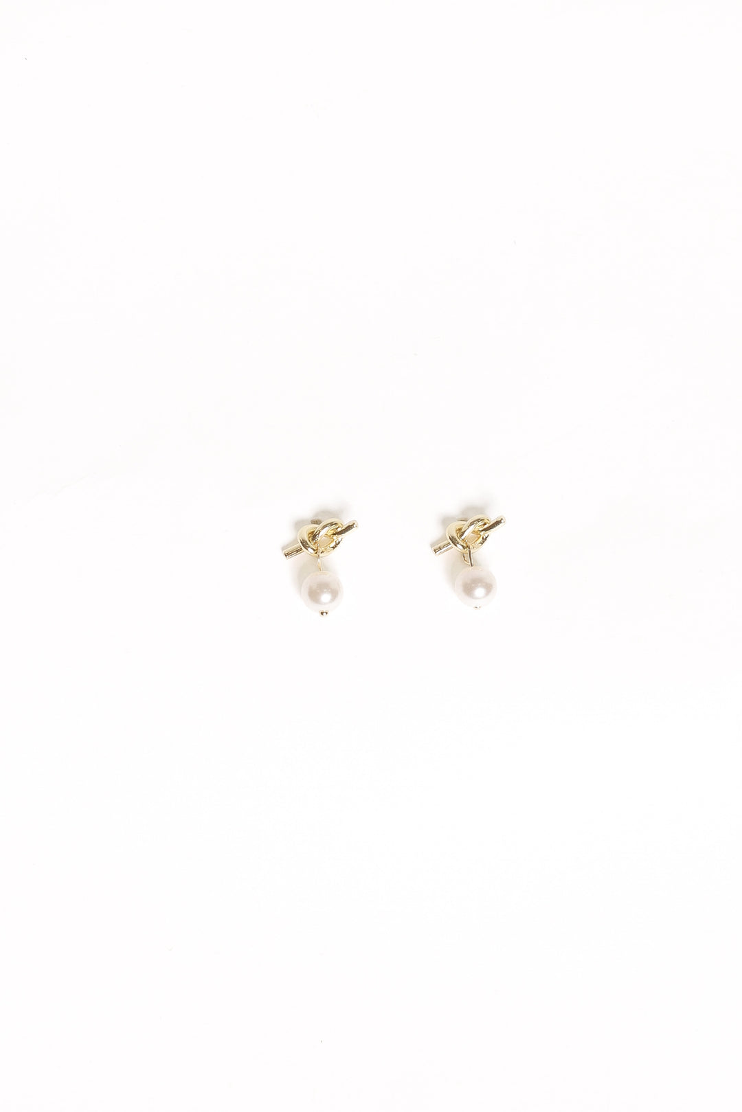 Knot Earrings - Gold/Pearl
