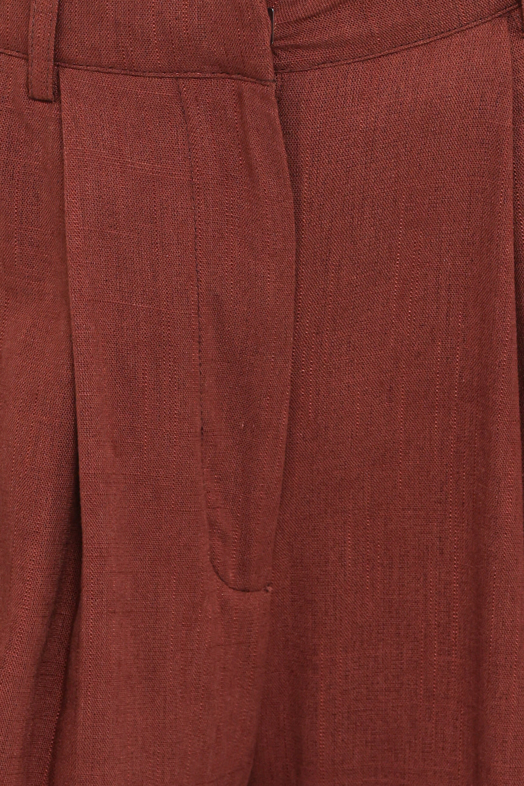 Cuffed Linen Pant - Brown