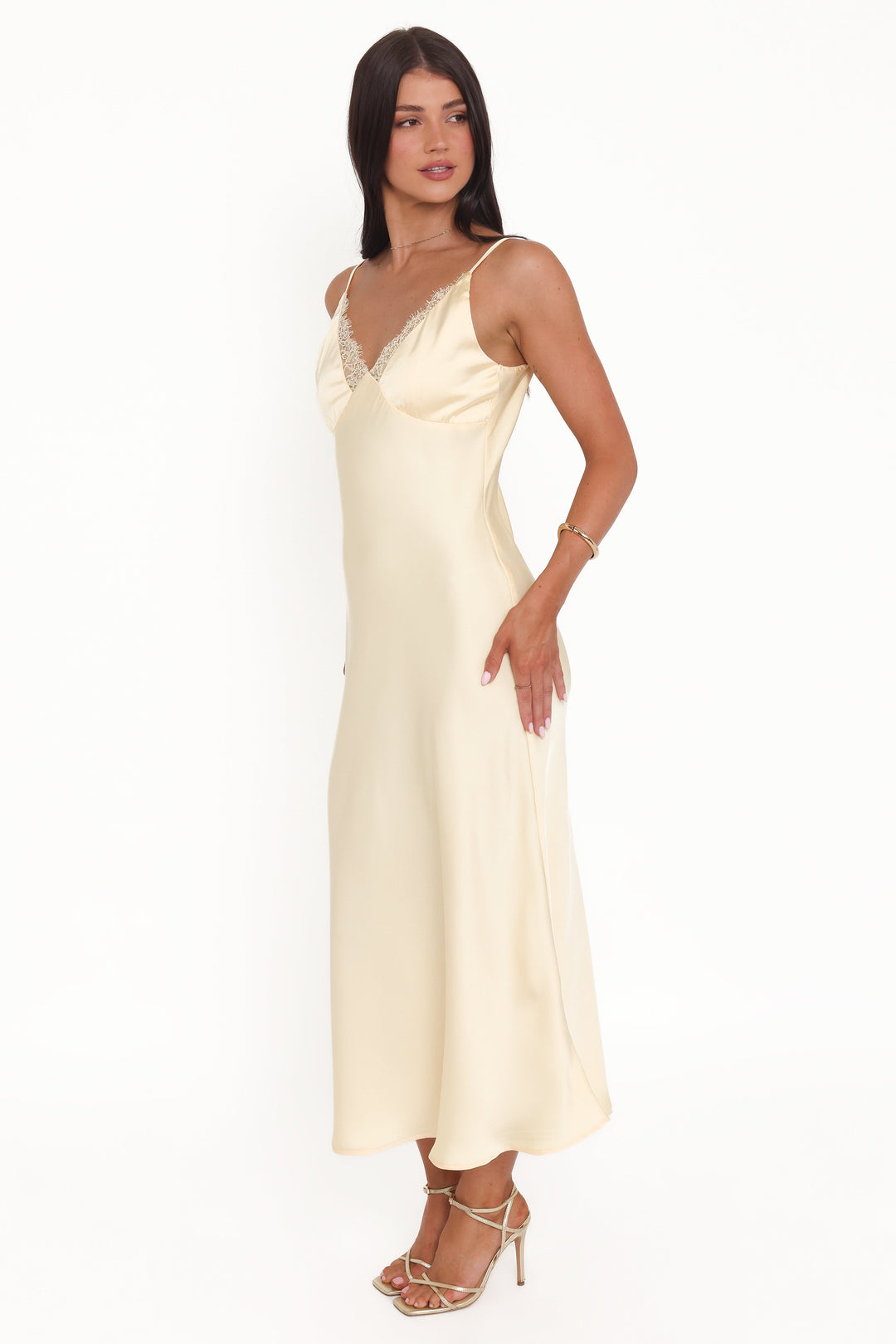 Satin Butter Yellow- Midi Dress